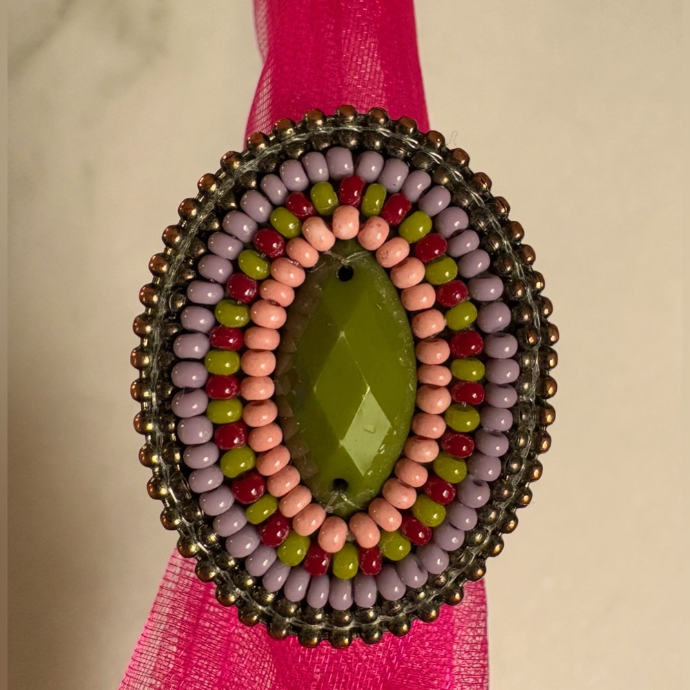 Handmade oval beaded ring - Picture 5 of 6
